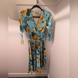 Blue Dress with Large Yellow Sunflowers